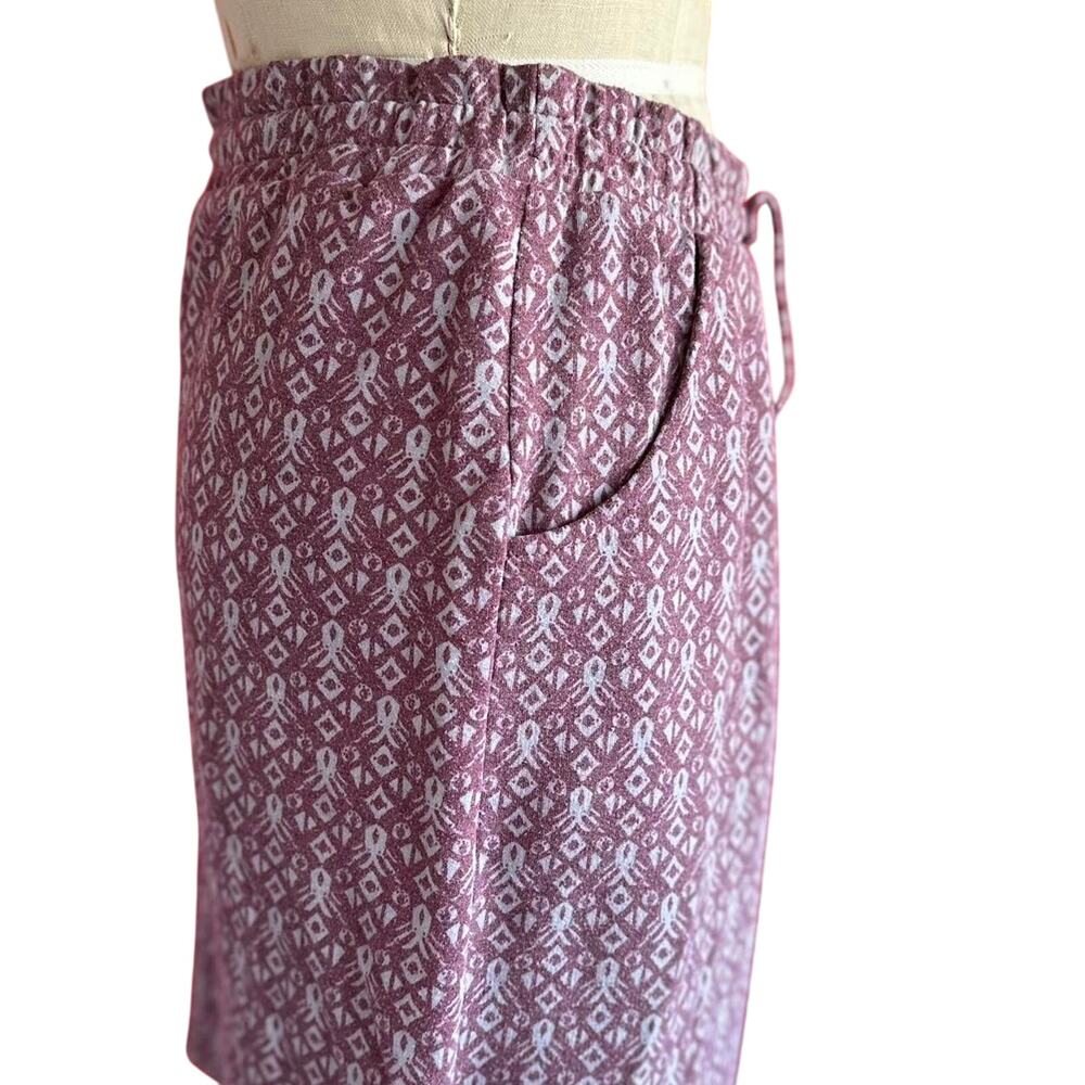 Womens Skirt Size Large Pink Grey Abstract Floral Geometric Indie Casual Travel